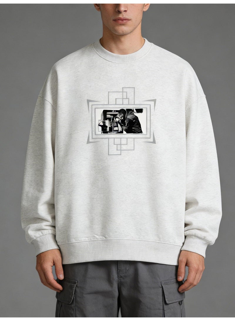 retro photo graphic T-neck sweatshirt | Unisex oversized pullover, retro casual and street style - Image 4